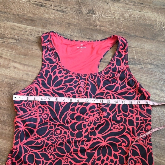 Talbots Tank Top With Razer Back Built-in Bra Size XL Black And Coral - Picture 6 of 7